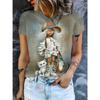 Summer Fashionable Round Neck Short Sleeved T-shirt Comfortable Breathable Creative Portrait 3d Printed Loose Women's Commuter Versatile T-shirt