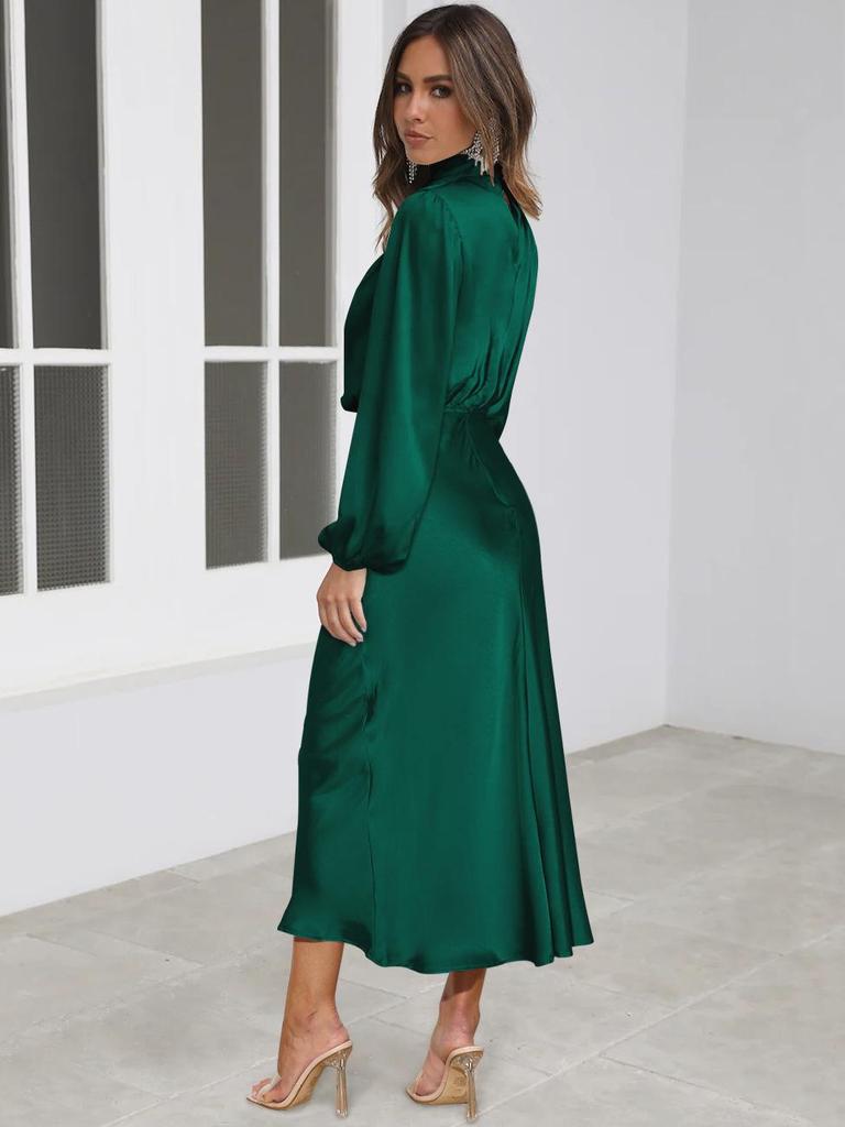 Elegantes Satin Langarm Abendkleid für Damen - Sommer 2023 Kollektion