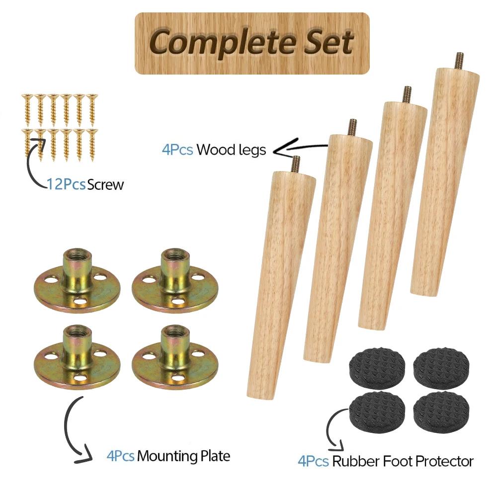 4Pcs New Solid Wood Furniture Leg Table Feets Wooden Cabinet Table Legs Fashion Furniture Hardware Replacement for Sofa Bed