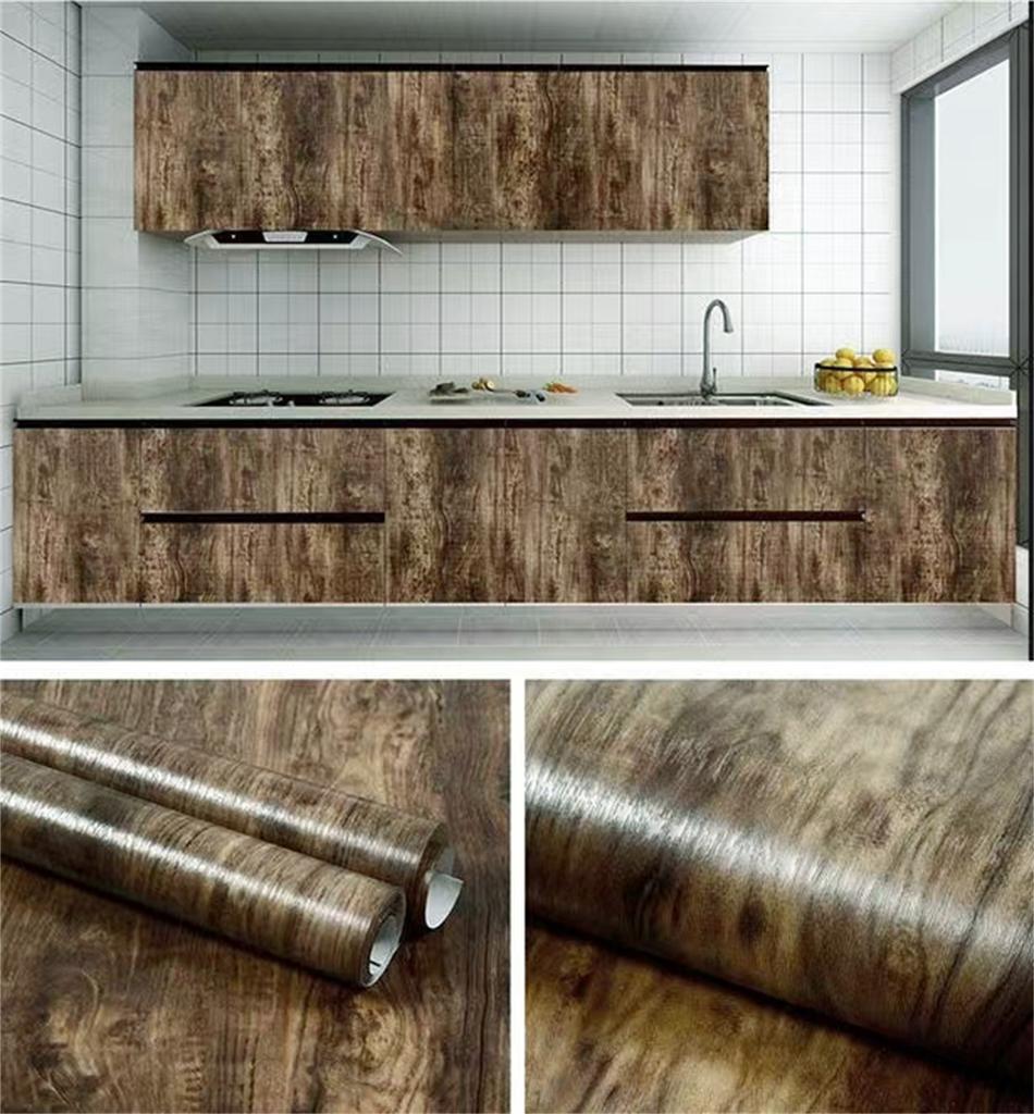 40Cm Width Wood Grain Pvc Wall Cover For Door Wardrobe Cupboard Table Furniture Water-Repellent Self Adhesive Decals Home Decor Film
