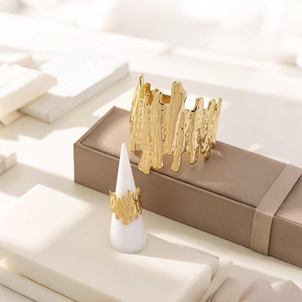 Minimalist Metal Open Bangle Ring Set - Elegant & Versatile Fashion Jewelry