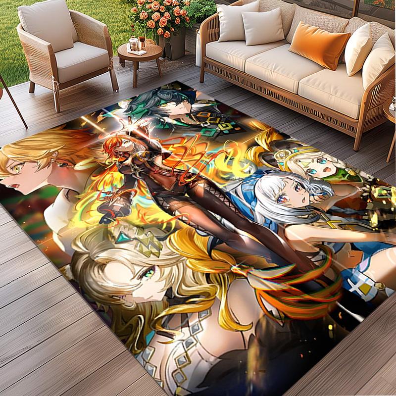 Genshin Impact Print Rug, Washable Floor Carpet, For Entryway Dorm Laundry Room Office Study, Home Decor Birthday Christmas Gift