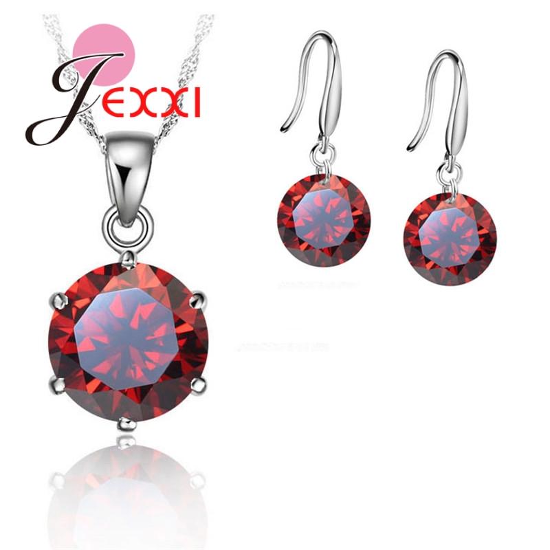New Fashion Crystal Jewelry Set Cubic Zirconia CZ Pendant Necklace 925 Sterling Silver Jewelry Set Gift For Women Lovers