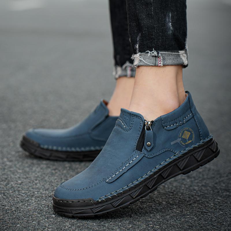 Handmade Split Leather Boots Men Shoes Comfortable Ankle Boots For Men Casual Shoes Large Size Tooling Shoes