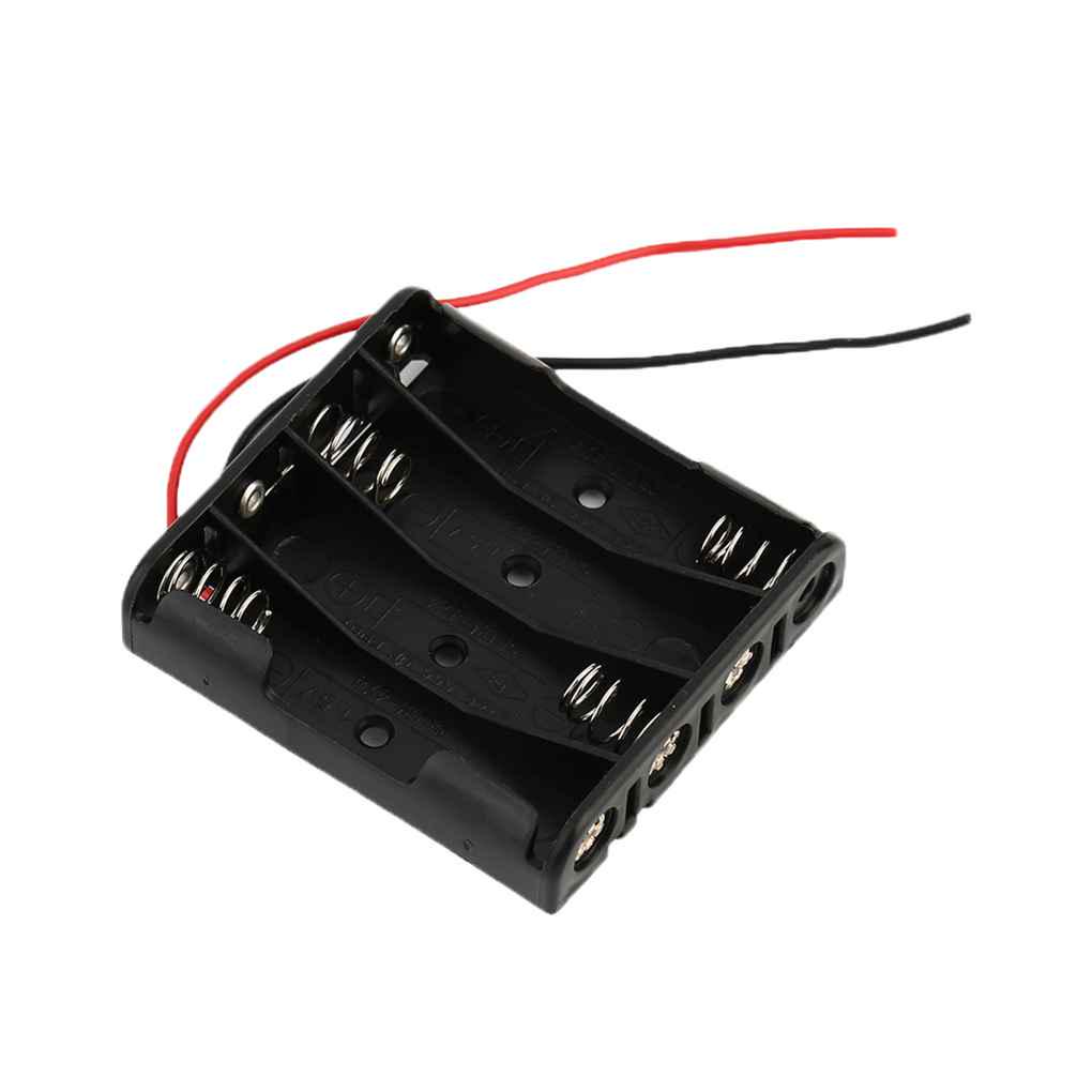 Plastic Battery Storage Case Box Holder Cells for 4x AAA Battery With Wire Leads Cable Line