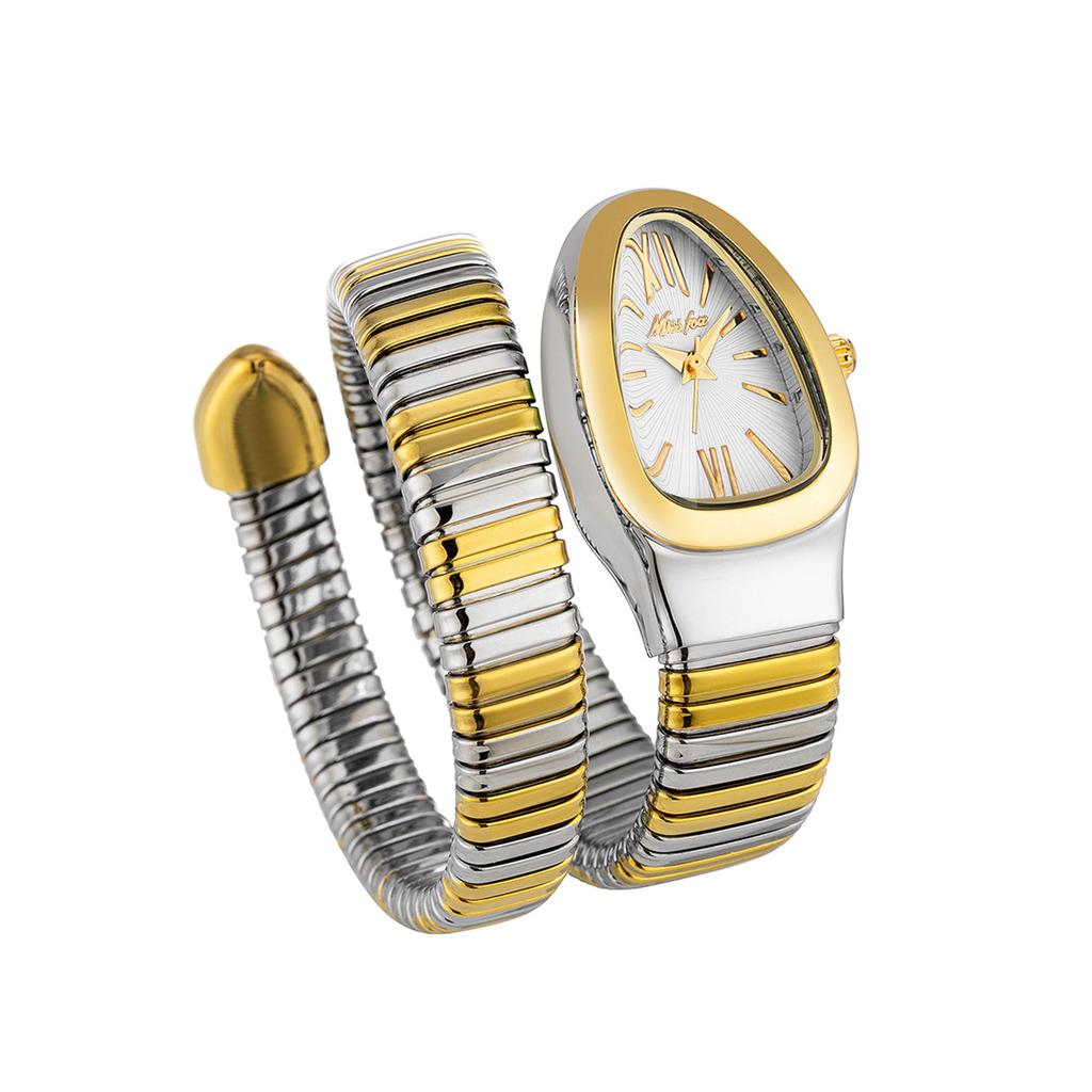 MISSFOX Classic Snake Shape Watch for Women Gold Silver Scaleable Bracelet Womens Watches Quartz Ladies Wristwatch