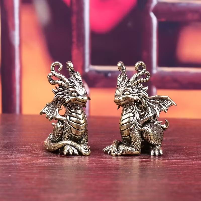 Antique Brass Dragon Statues Elegant Standing Positions for Home/Office/Outdoor Decor Perfect Gift for Housewarming Christmas