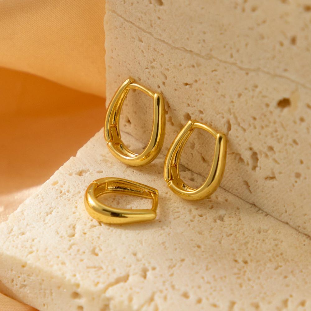 Elegant Geometric Shape Copper Clip-on Earrings Set 2023 Winter Fashion Jewelry