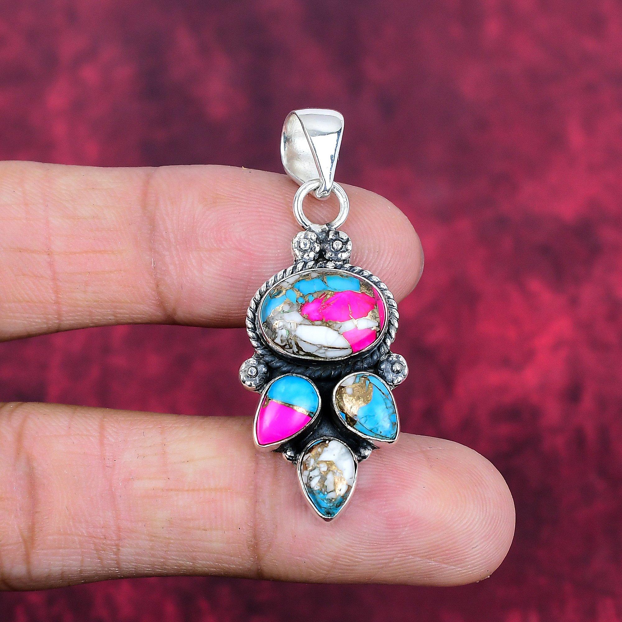 

Кулон из бирюзы Сладкая вата ручной работы с драгоценным камнем, кулон из стерлингового серебра 925 пробы, антикварное украшение, для подарка на помолвку 1.85 Inches