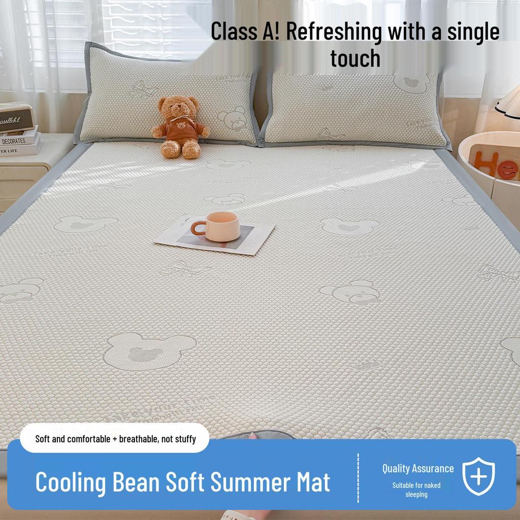 A-Class Ice Bean Cool Mat Set: Washable, Soft, Single Dorm Mat, 3-Piece for Home Use