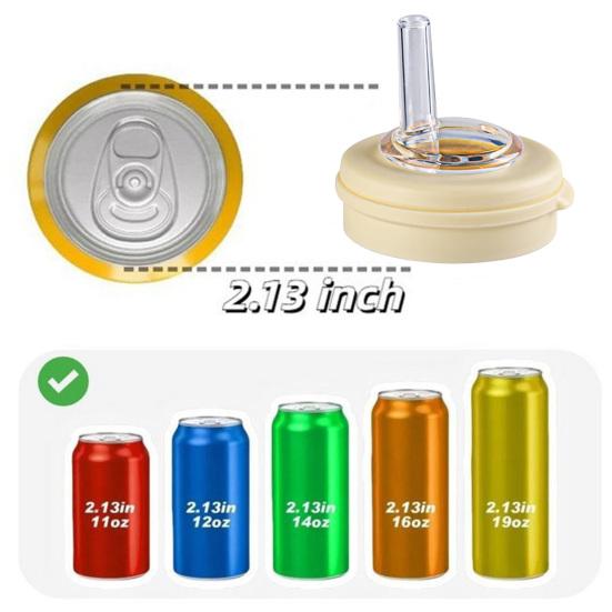 Opakovaně použitelné víčko na plechovky od limonády s brčkem, silikonový kryt bez BPA pro standardní plechovky, víčka na plechovky s ochranou proti rozlití, jako je Coca-Cola a pivo.
