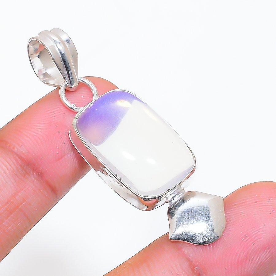 Natural Milky Opal Gemstone 925 Sterling Silver Jewelry Pendant 1.89" ZS-279