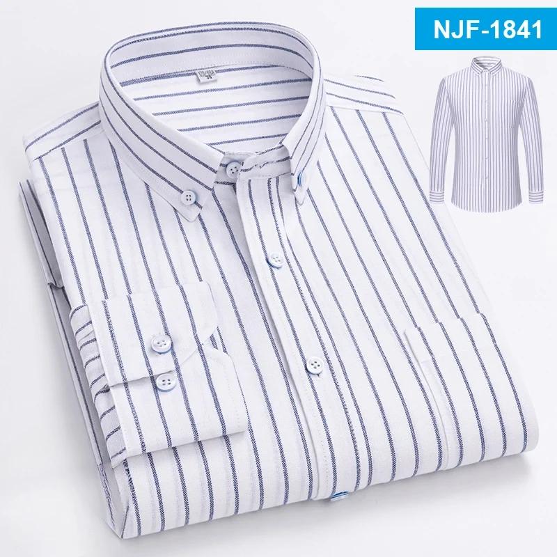 100% Cotton Oxford Long-sleeve Shirts for Men Slim Fit Formal Plain Shirt Soft Casual Plaid Designer White Striped Black Clothes