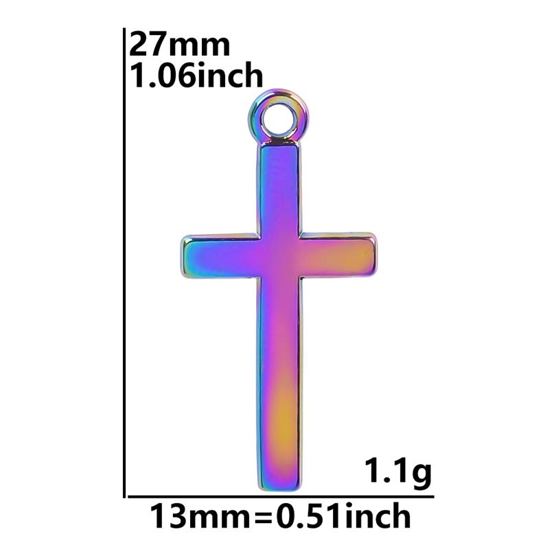 Fashion Cross Charm Earrings Rainbow Color Stainless Steel Round Hoops Religious Jewelry Ear Piercing Earring For Women Men Gift