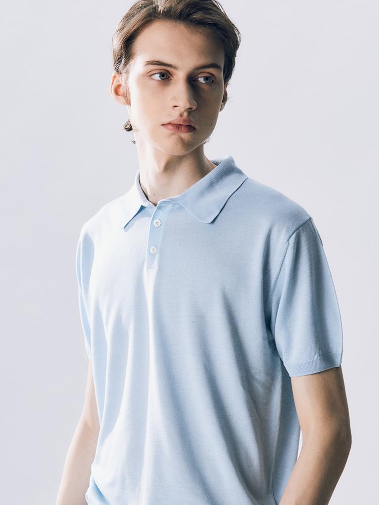 EDWARDMAX Geneva Short-Sleeve Knitwear Blue