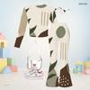 Girls Abstract Printed Round Neck Long Sleeve Top And Flared Pants Two Piece Set