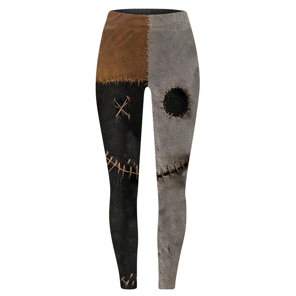 Women's Casual Fashion Outdoor Halloween Printed Slim Elastic Yoga Pants Cropped Pants