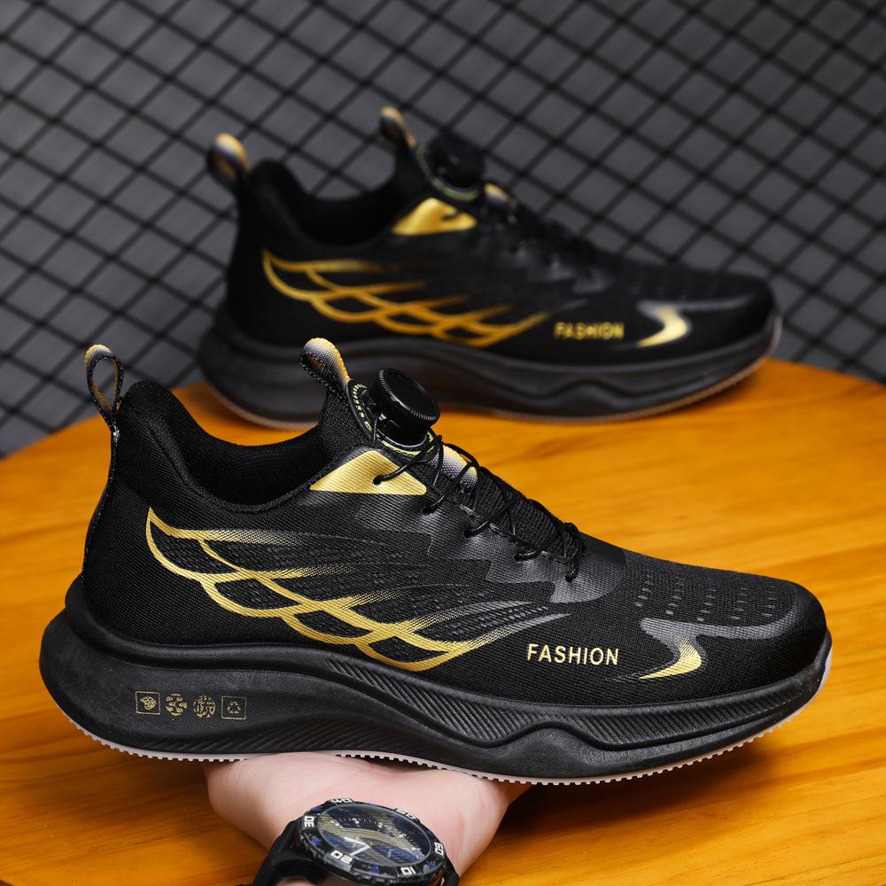 

Men s shoes summer breathable rotating buckle sports shoes men s thick-soled mesh student running shoes shock-absorbing non-slip heightening shoes 36