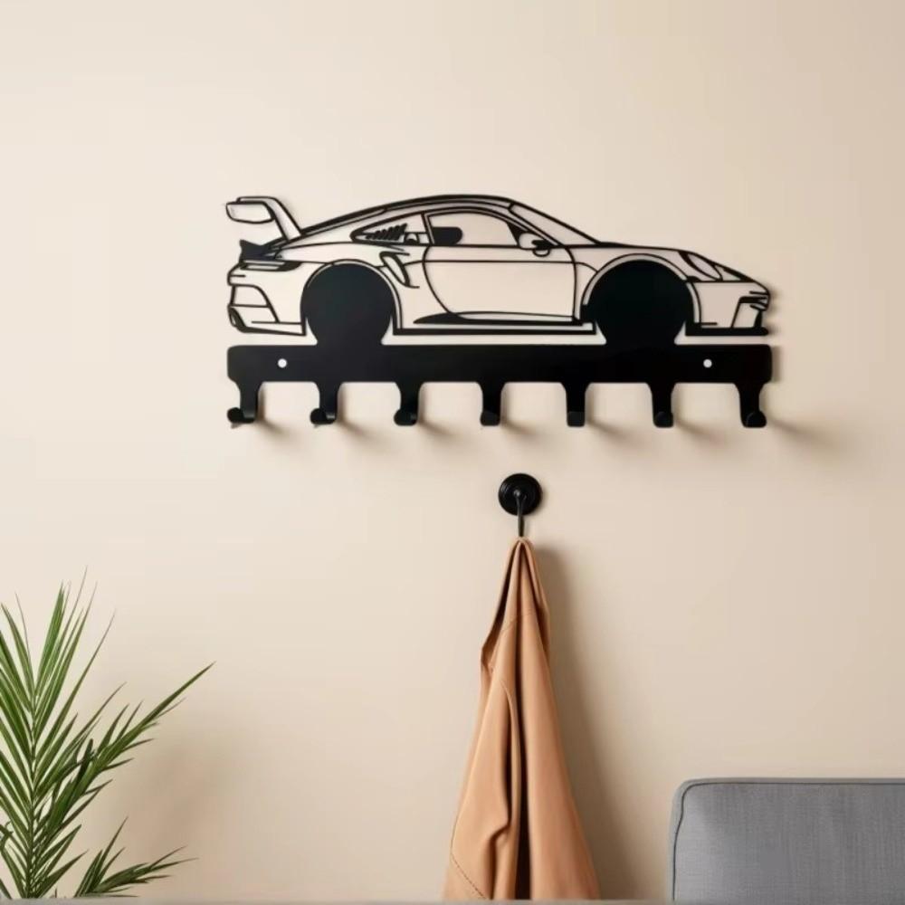 Functional Black Automotive Key Hooks Wall Mounting Easy Installation Car Key Holder Metal Metal Car Key Hooks Home Organization