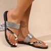 New Style Summer Sandals for Women Flat Sandal Sparkle Rhinestone Slide Trendy Women's Beach Sparkly Dressy Slip On Casual Shoes