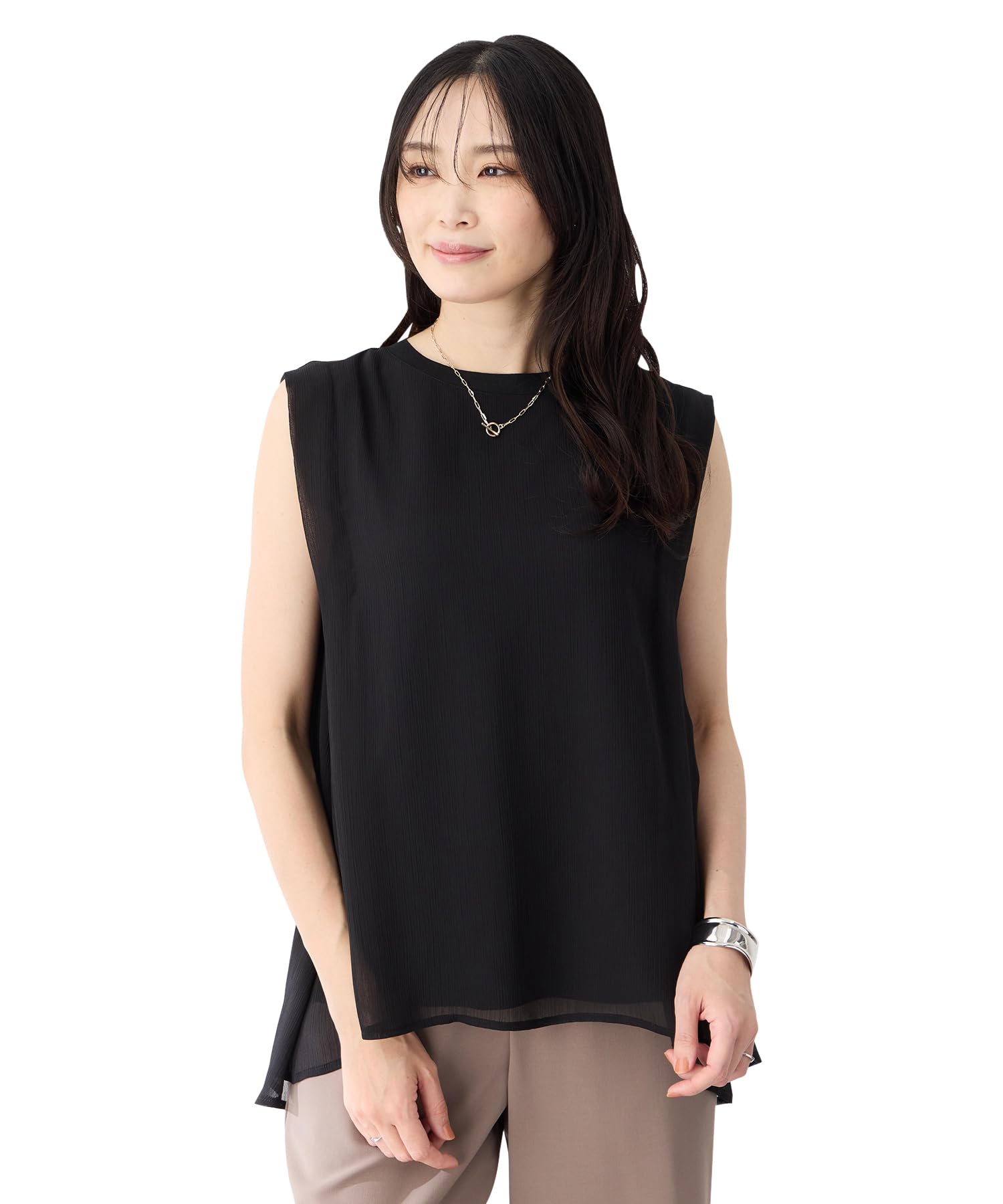 

AC by Alpha Cubic Sheer Tuck Tunic Black Women s Top, 351651, чёрный