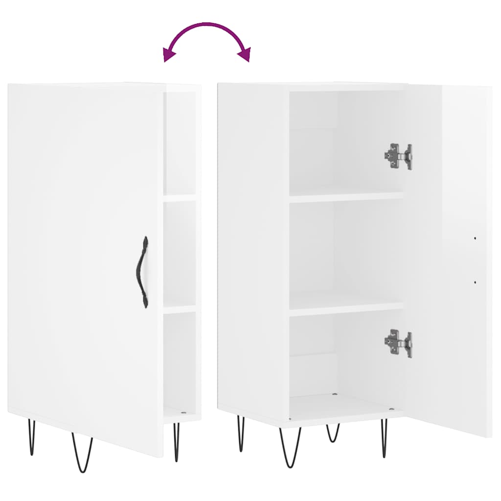 Sideboard High Gloss White 34.5 x 34 x 90 cm Engineered Wood