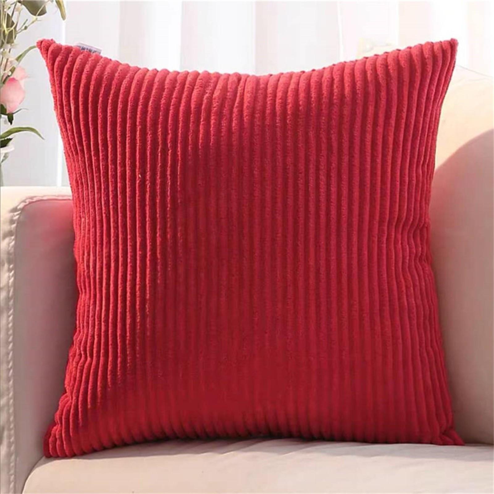 

Большой чехол для подушки, супермягкая вельветовая наволочка, полосатая декоративная наволочка для кровати, дивана, дивана, весенний домашний декор One Size красный