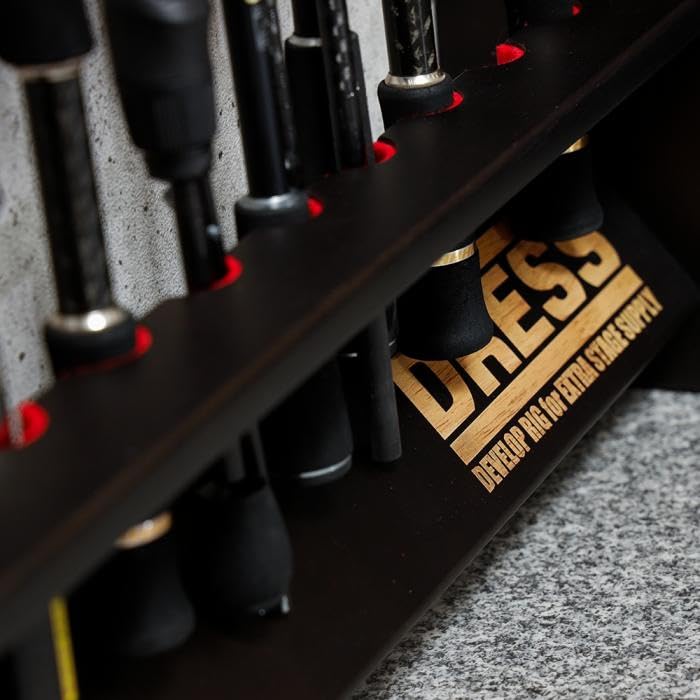 DRESS Wooden Rod Stand for 10 Rod Fishing Room Rods, Storage, Holder, Fishing, Gear, Rods, Stylish, Interior, Black,