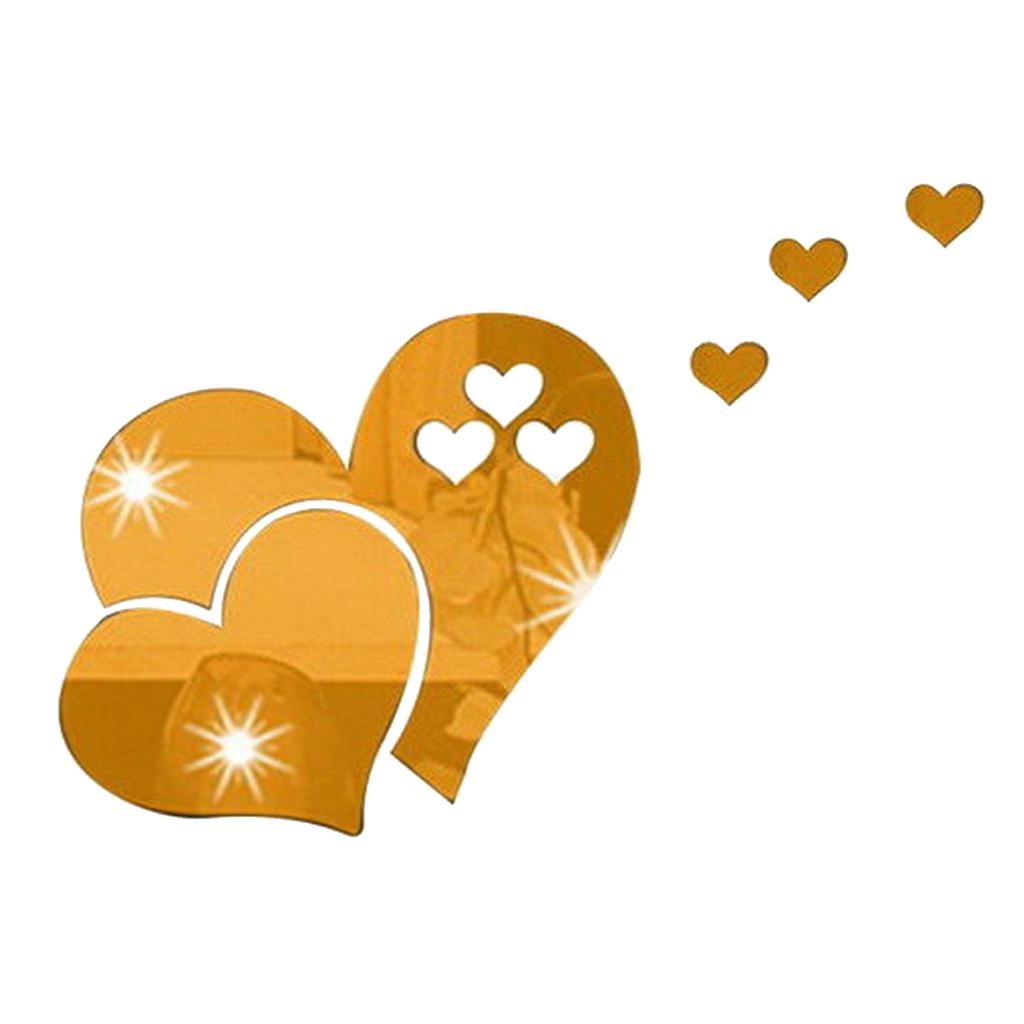 3D Mirror Heart Shaped Wall Decal Stickers  Diy Art Mural Decoration For Bedroom