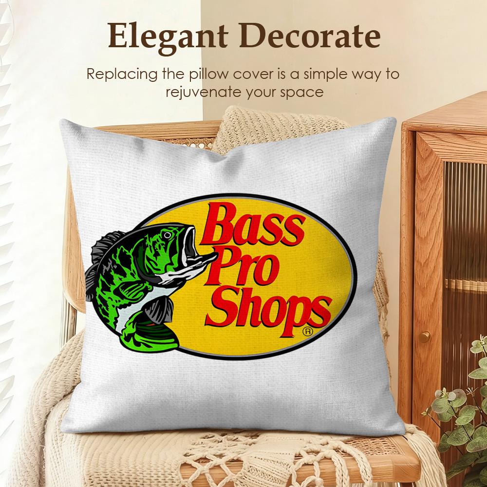 Fashion B-Bass Pro Shop Cushion Cover Natural Linen Organic Fabric Double-Sided Printing Sofa Home Decor Gift Pillow Case