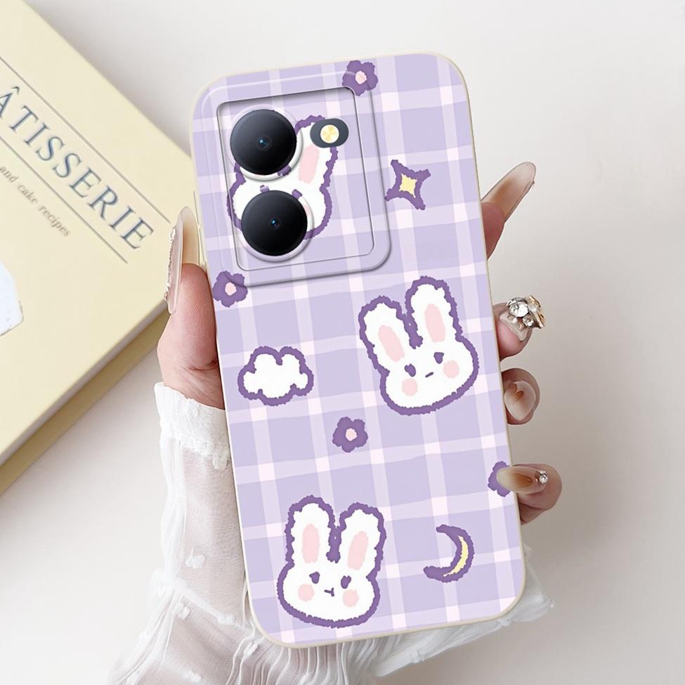 Für Vivo Y36 5G V2248 Hülle Für Vivo Y27 5G V2302 Abdeckung Silikon Luxus Mode Blumen Kawaii Süße Katze Lustige Handyhülle Stoßstange