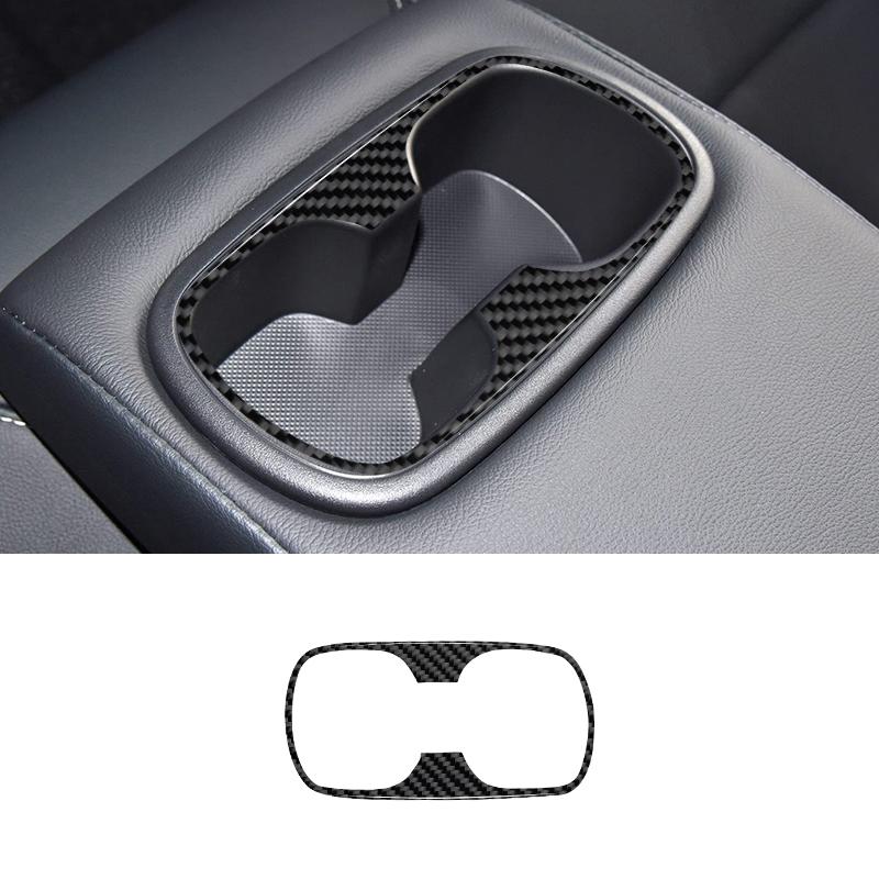 1PC Real Carbon Fiber Car Rear Seat Water Cup Holder Frame Decoration Sticker For Toyota Corolla 2019-2023 Interior Accessories