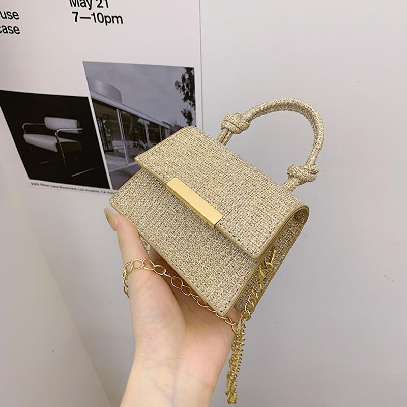 Modern Trendy Women s Square Handbag With Unique Sequined Texture For Everyday Use золотой