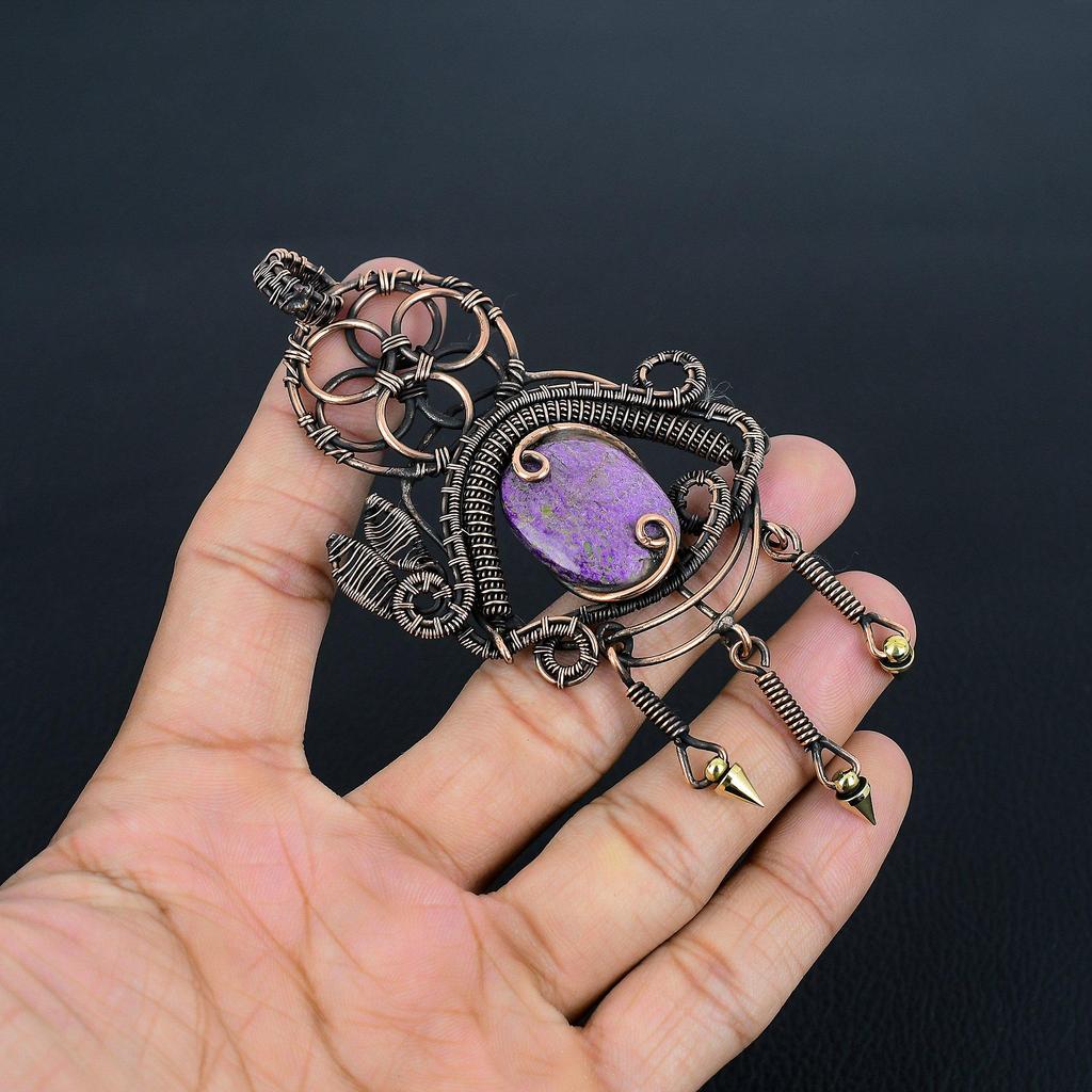 Purpurite Jewelry, 999 Copper Wire Wrapped Pendant Handmade Gemstone Jewelry, Gifts For Wife Brand New Pendant