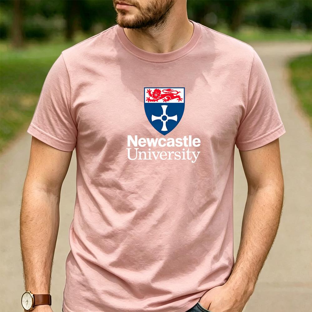 Vintage Newcastle University Lion Shield Crest Logo Cotton Graphic T Shirt Unisex Short Sleeve Alumni Holiday Gift Top