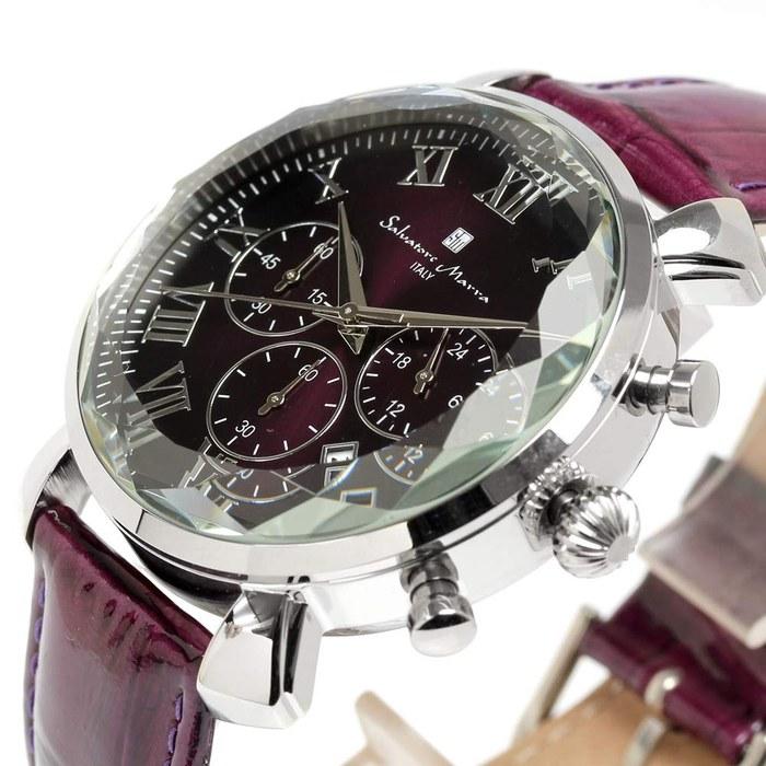 [Salvatore Marra] Watch Chronograph Multi-faceted Glass Business Formal Men's Purple SM19104-SSPL