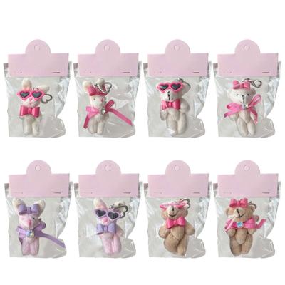 Porte-clés Ours/Lapin Mignon Doux en Peluche Adorable Pendentif de Sac pour Femmes Filles Jolis Porte-clés de Couple Ornement