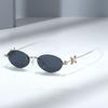 New High-end Three-diamond Sunglasses, Frameless Oval Lenses, Sunglasses, Women's European and American Trend Glasses, Fashion Personality