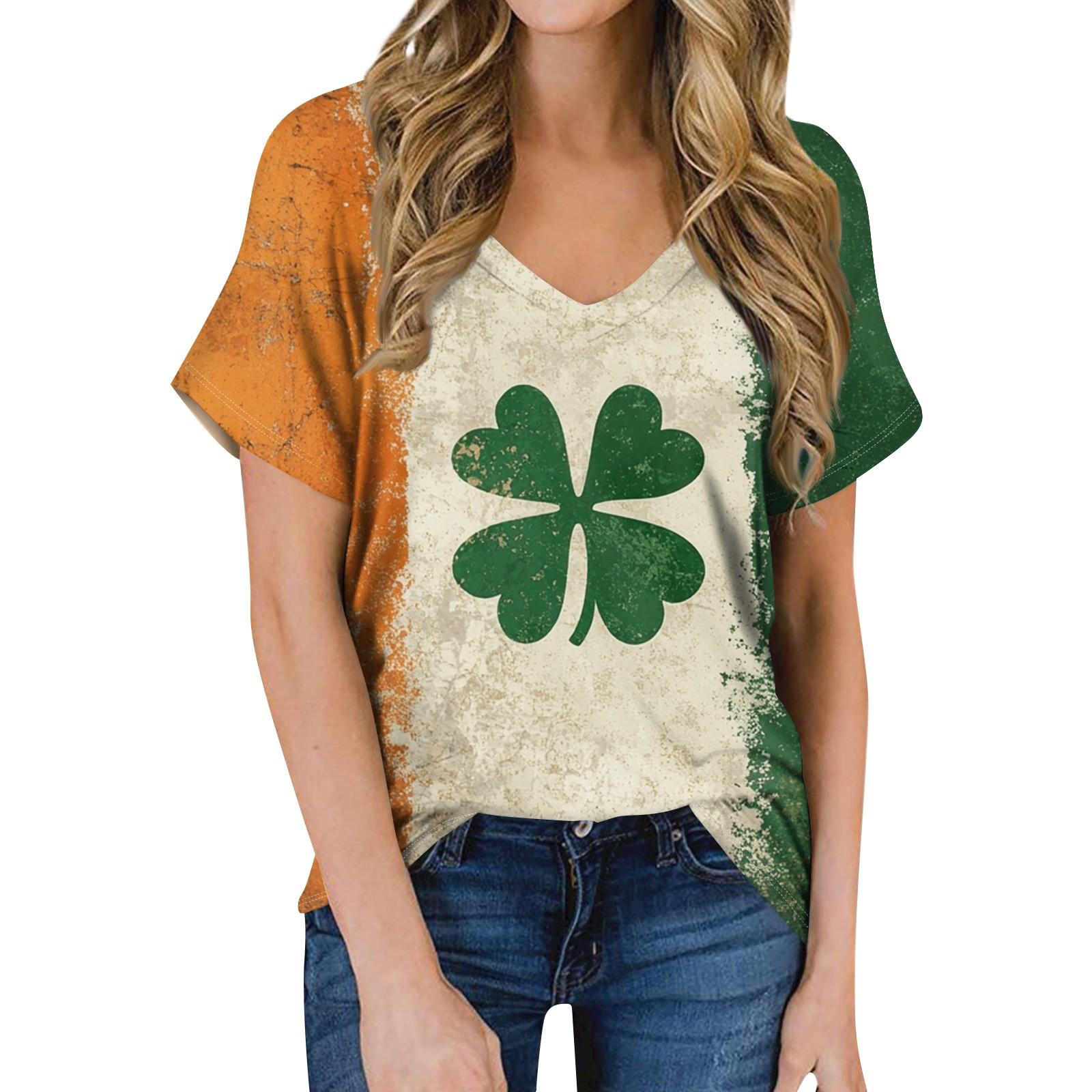 

Женская летняя модная повседневная блузка с V-образным вырезом и коротким рукавом с принтом S бежевый