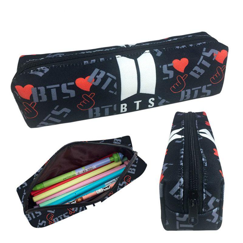 Bts Bt21 Malowanie Płótno Piórnik Portmonetka Saszetka na Makijaż Przenośna Torba na Długopisy
