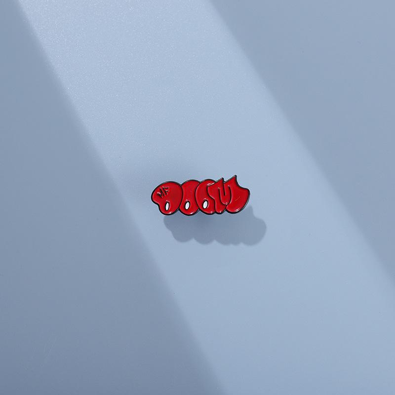 Retro Hip-Hop Style Doomsday Red Letter Music Pin Brooch