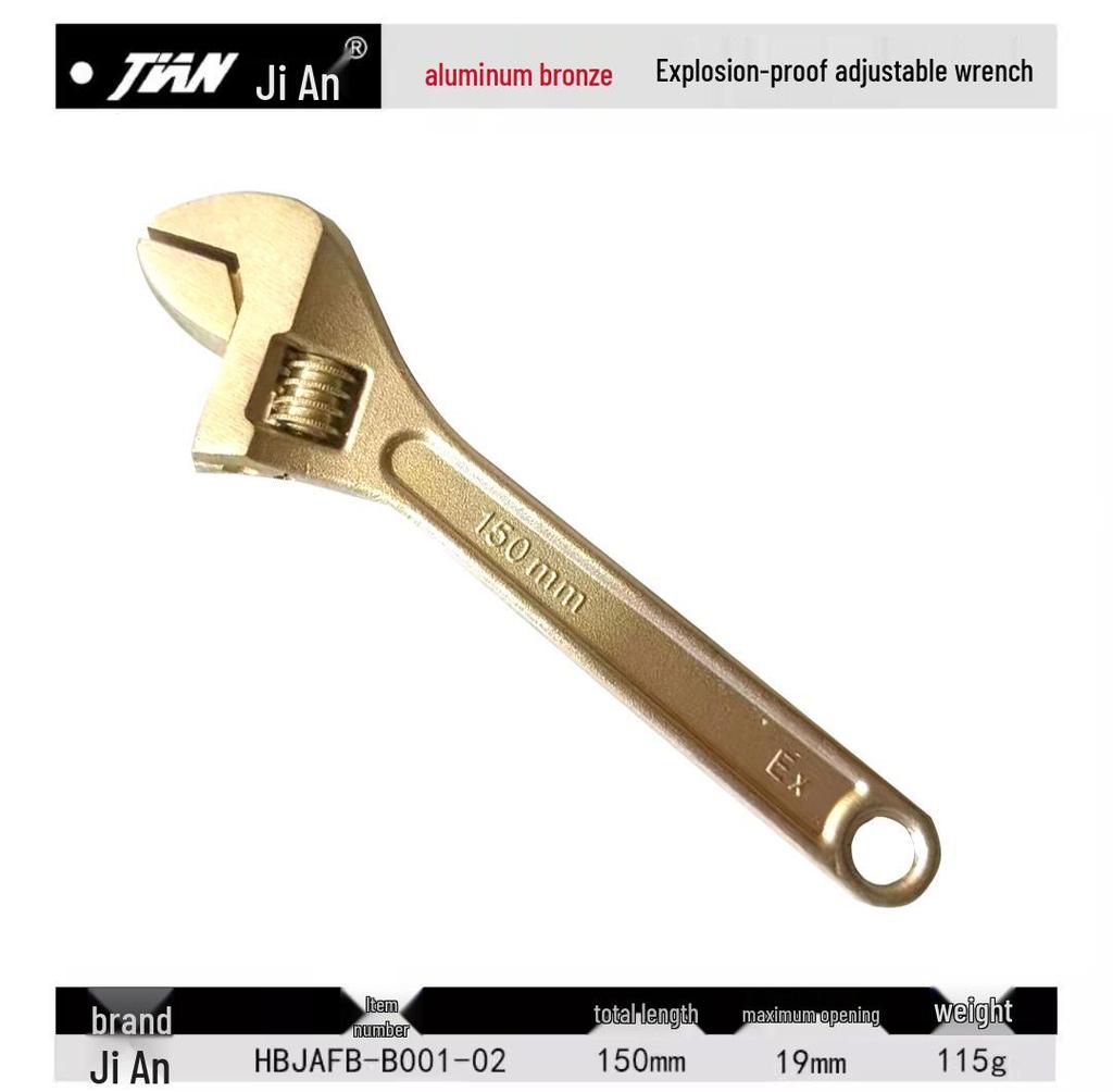Explosion-Proof Beryllium Copper Adjustable Wrench - Sizes: 6", 8", 10", 12", 15", 18", 24"