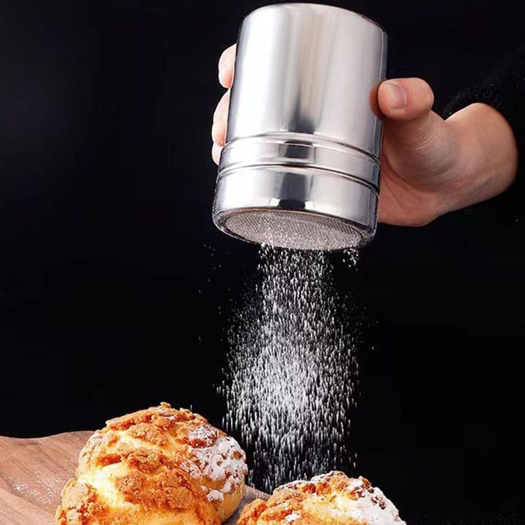 Stainless Steel Sprinkle Powder Icing Sugar Cocoa Sugar Chocolate Flour Duster Shaker Tool Seasoning Bottle for Spices