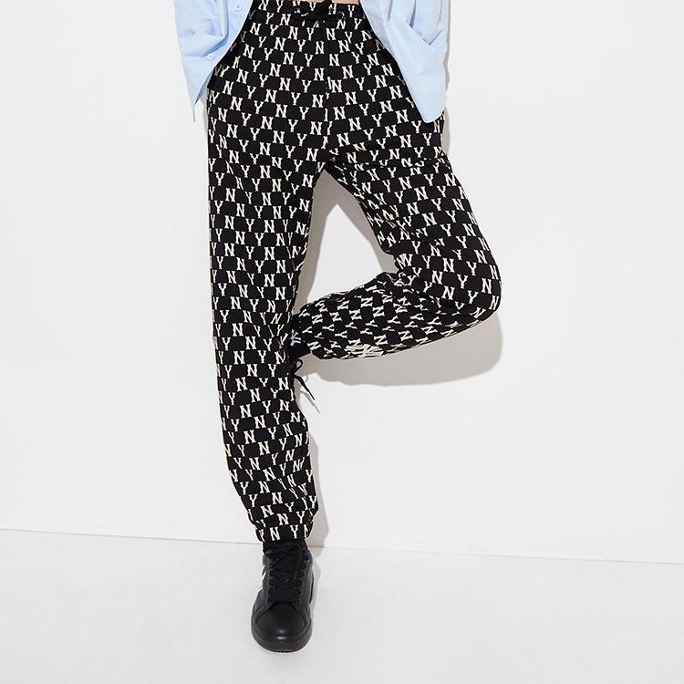 New MLB Old Flower Sports Pants Unisex Black 3ATPM0121-50BKS