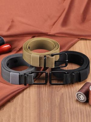 Perforated Canvas Belt Men's Needle Buckle Belt Student Youth Korean Version Versatile Jeans Belt Military Training Extend