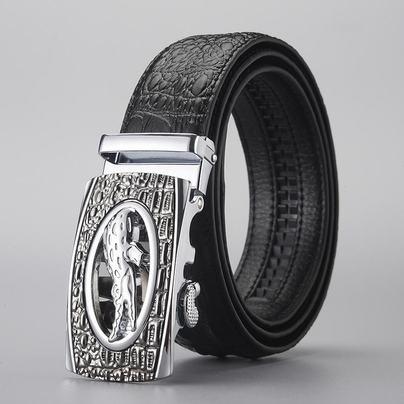 Belt Men'S Business High-End Leather Alligator Pattern Automatic Buckle Belt Embossing