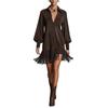 Hot sale in Europe and America, imitation suede V-neck lapel zipper fashionable hem fringed long-sleeved women