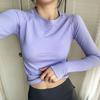 Lulu Womens Long Sleeve Yoga Top Round Neck Sports Gym Running Fitness Training Shirt