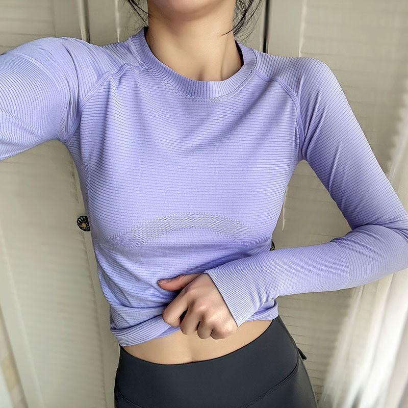 Lulu Womens Long Sleeve Yoga Top Round Neck Sports Gym Running Fitness Training Shirt
