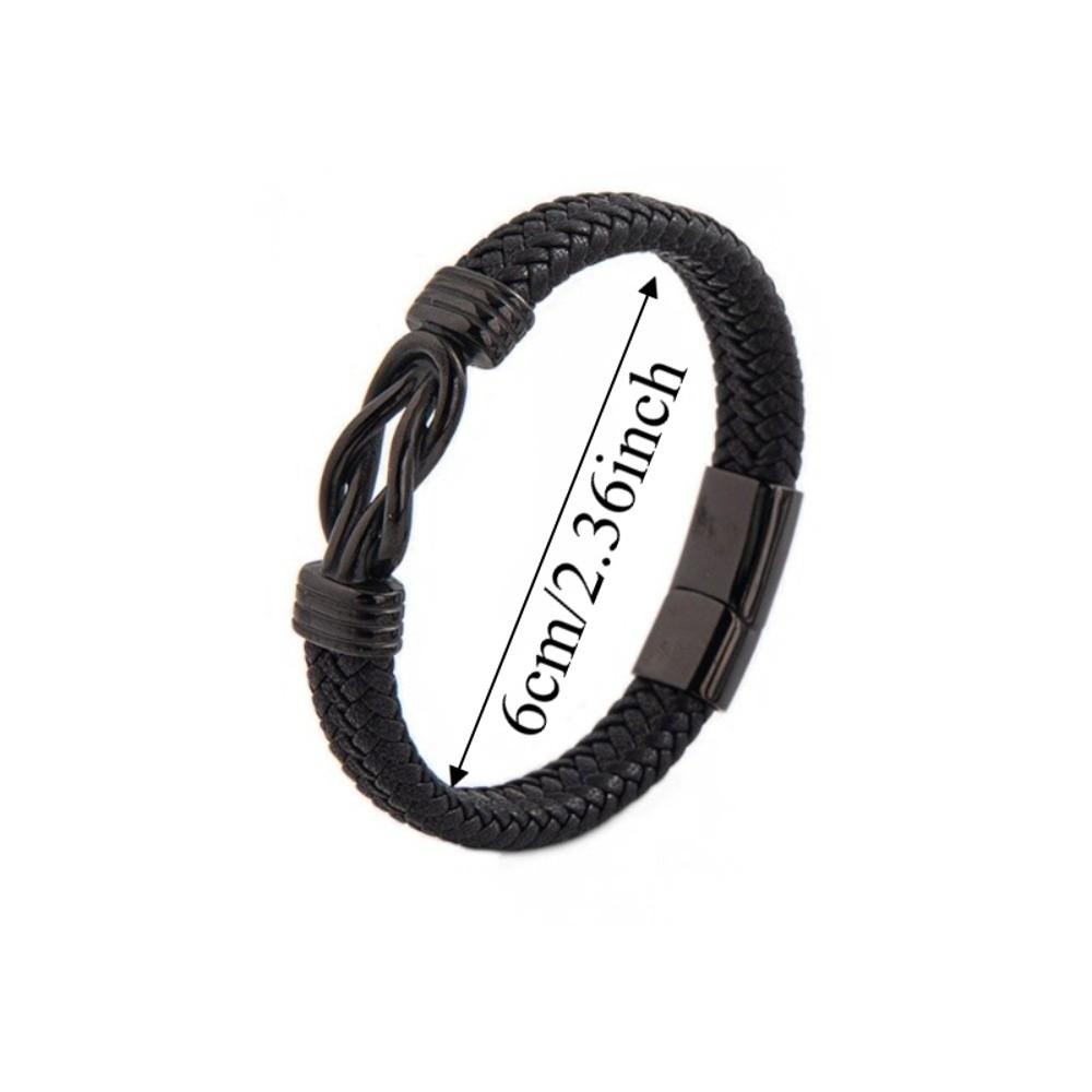 Multi-Strand Braiding Men's Figure-Eight Leather Bracelet Professional Office Accessory